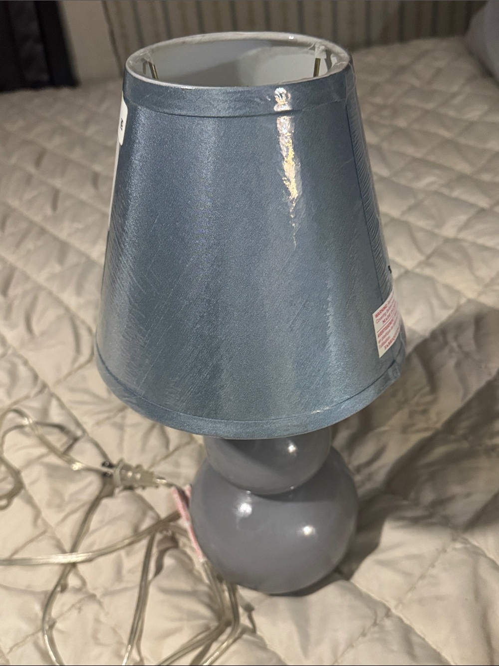 Blue Ceramic Table Lamp with Shade - Unbranded